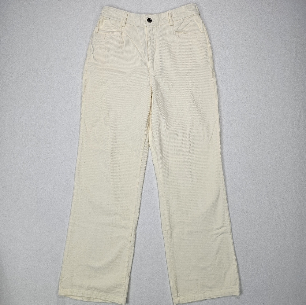 WeWoreWhat Elastic Back Corduroy Pant Ivory Size Medium